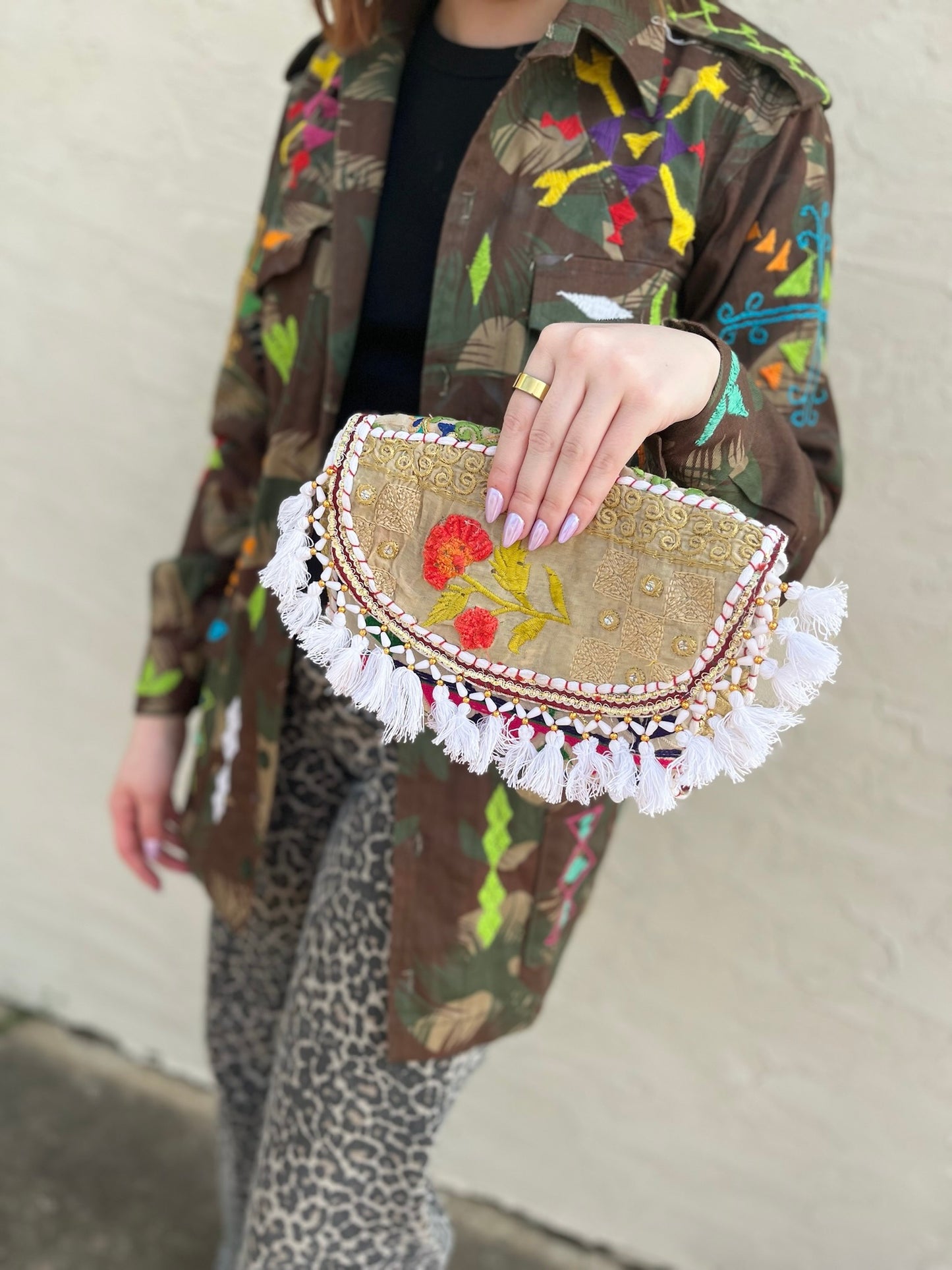 Embroidered Mini Crossbody : Orange