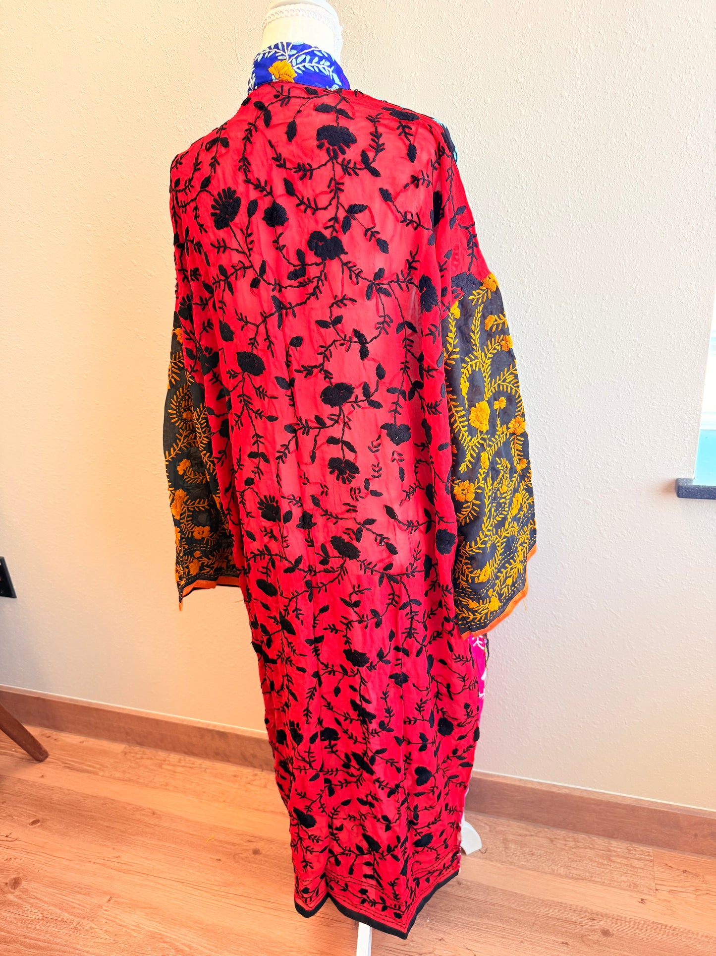 Neon Orange Patchwork Kimono