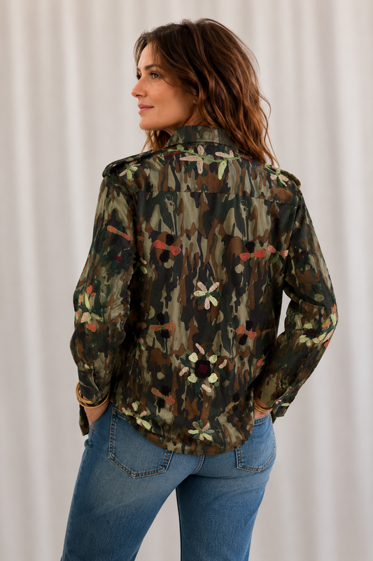 Sand Chic Embroidered Field Shacket