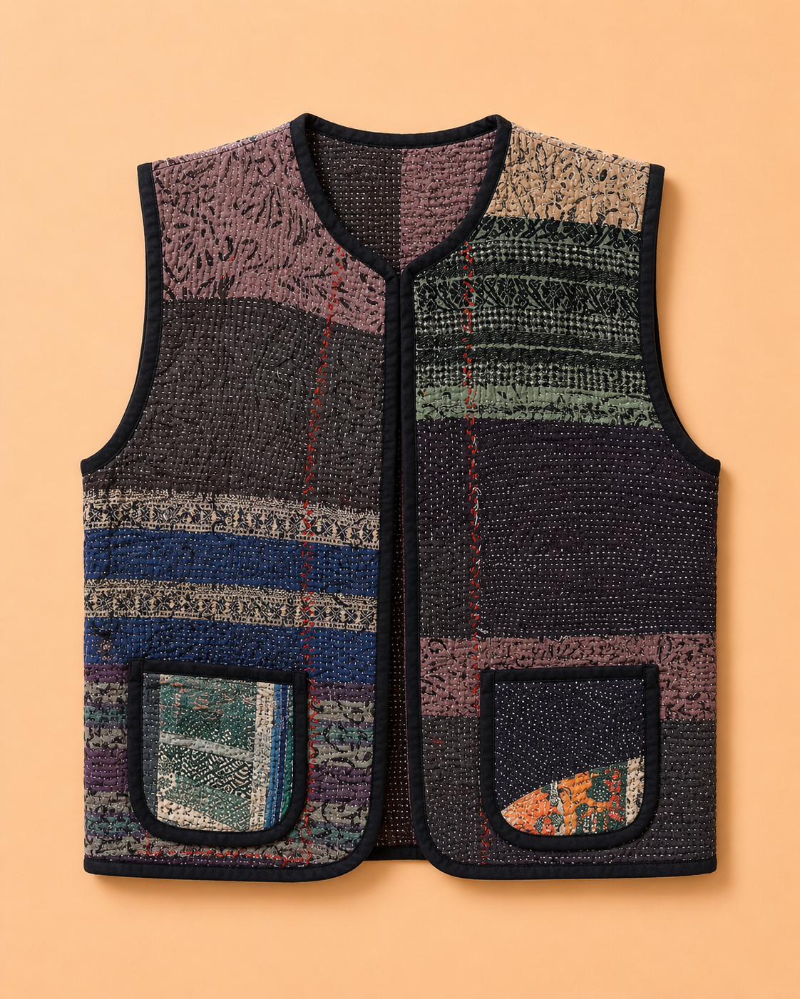 Midnight Kantha Patchwork Vest