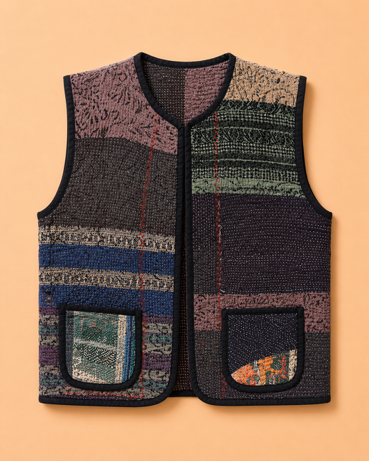 Midnight Kantha Patchwork Vest