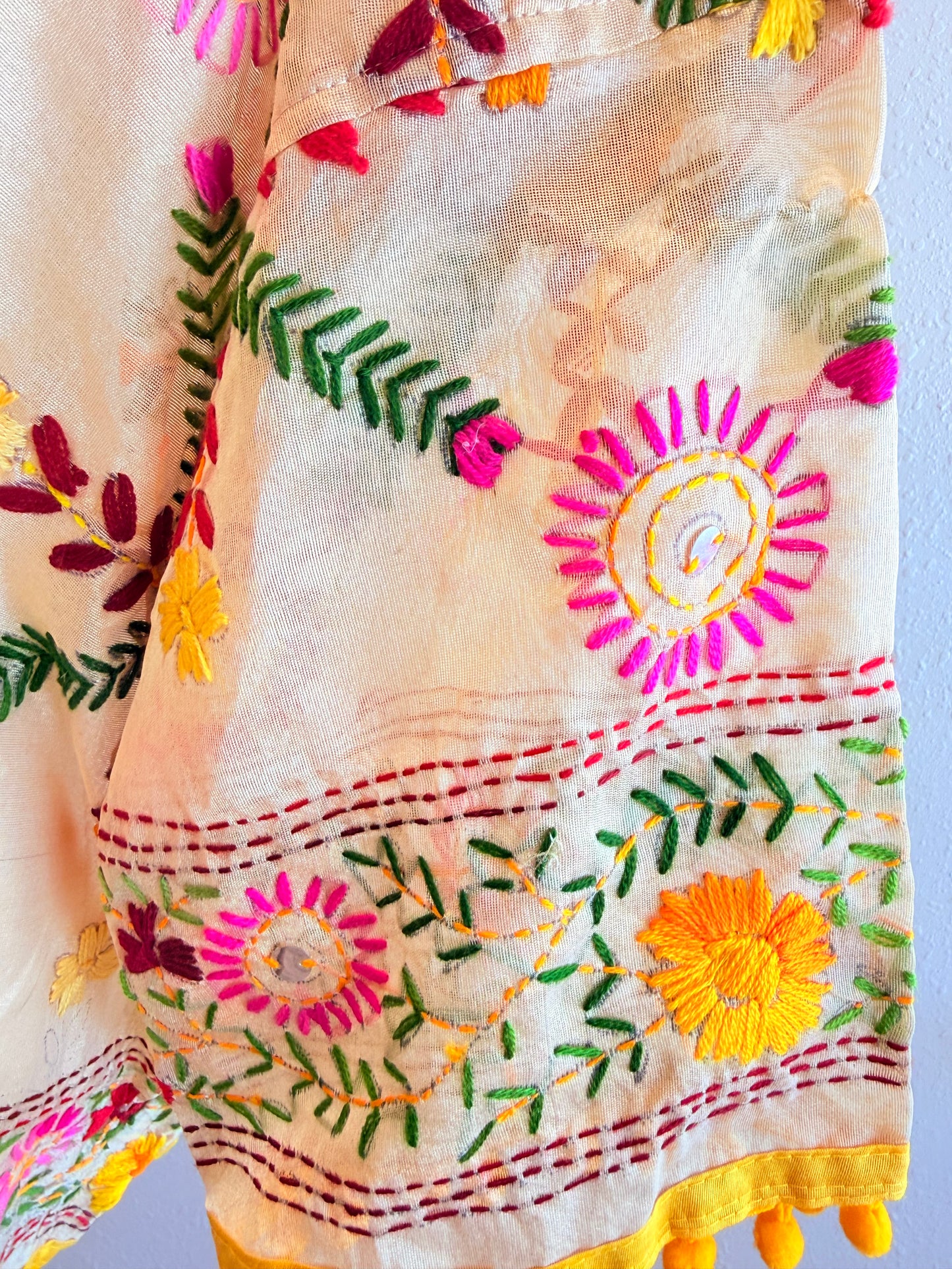 Yellow Cross Bloom Cropped Kimono