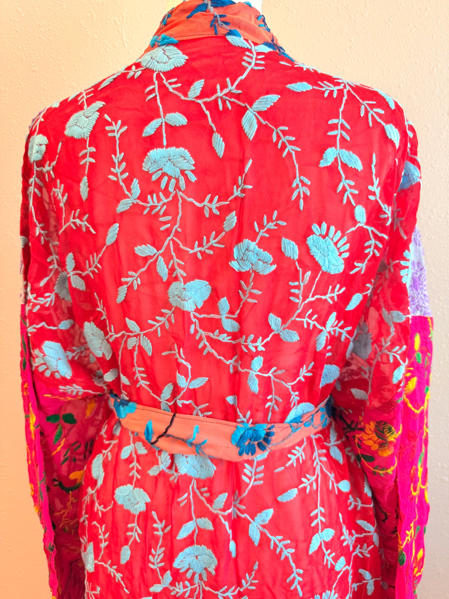 Neon Sage Patchwork Kimono