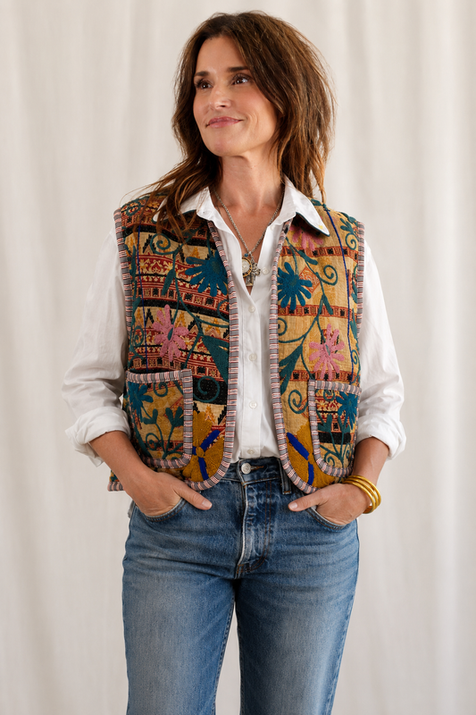 Blossom Pink Embroidered Vest