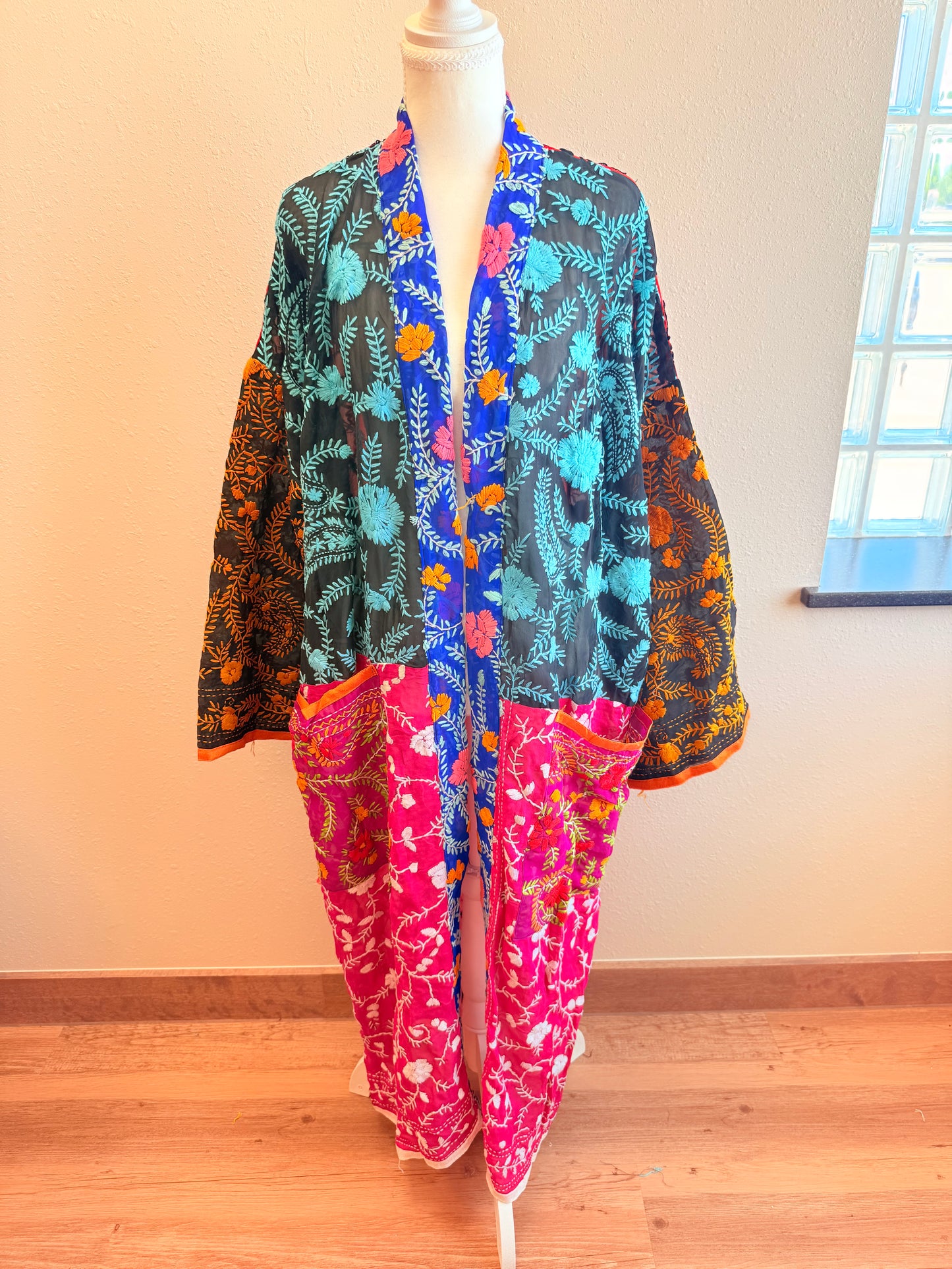 Neon Orange Patchwork Kimono