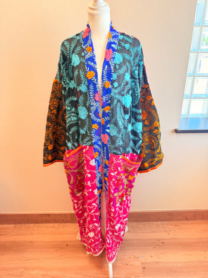 Neon Orange Patchwork Kimono