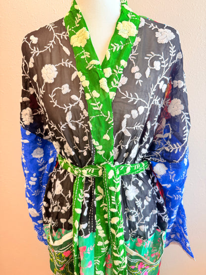Neon Green Patchwork Kimono
