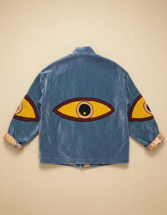 Orange Evil Eye Velvet Jacket