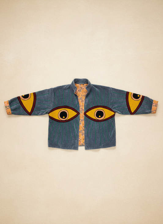 Orange Evil Eye Velvet Jacket