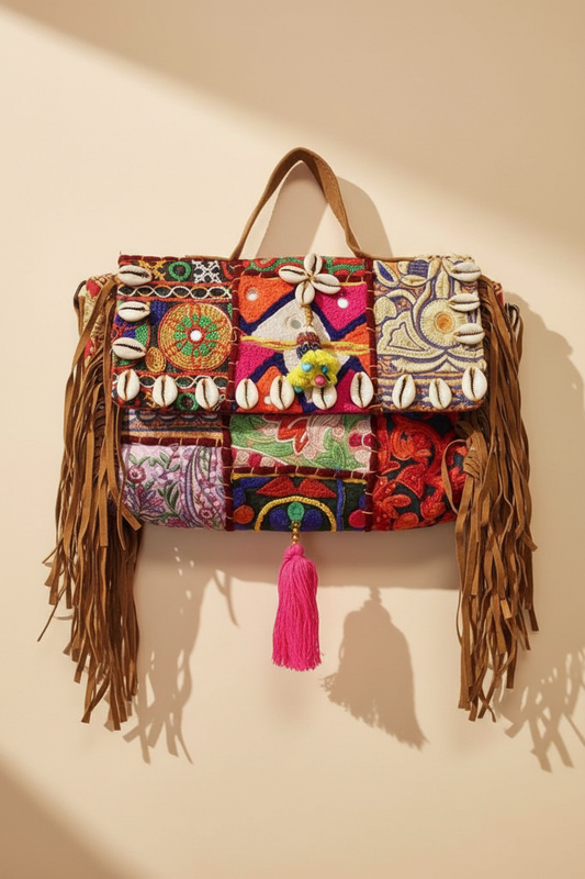 Desert Bloom Fringe Purse : Patchwork