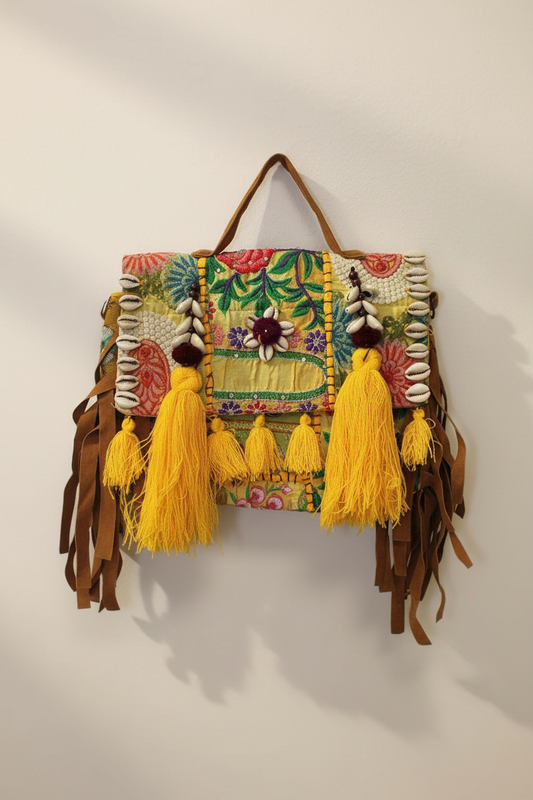 Desert Bloom Fringe Purse : Yellow