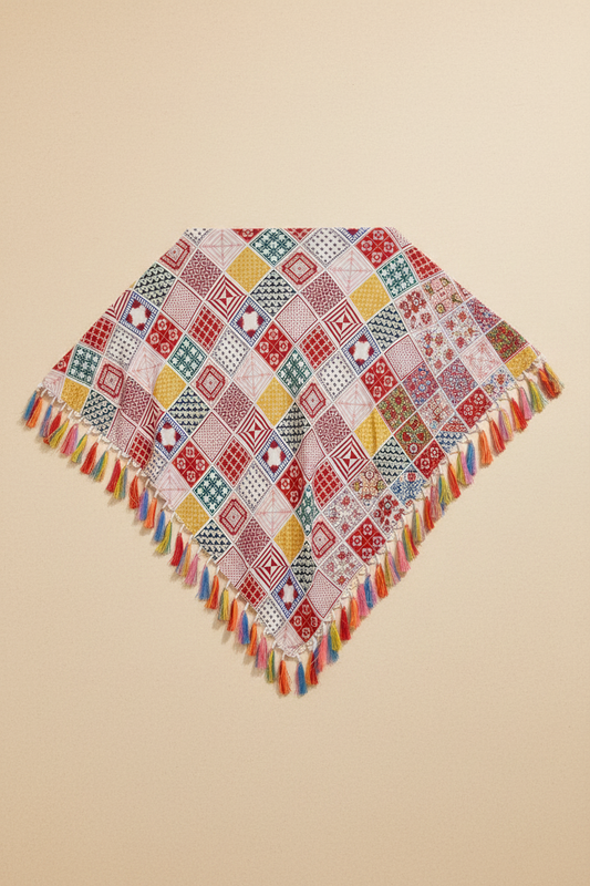 Festival Patchwork Fringe Scarf