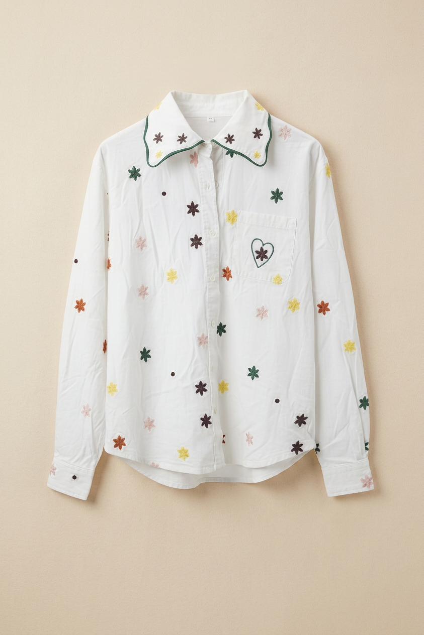 Heart Elbow Confetti Button-Up