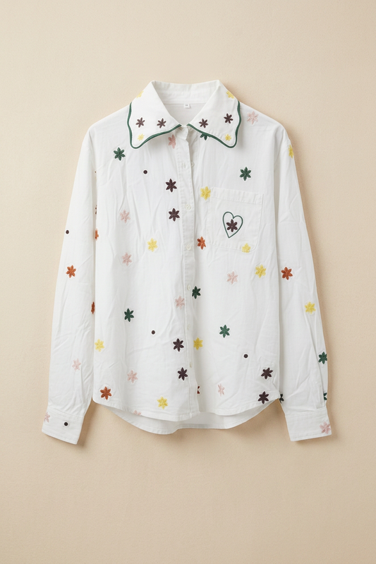 Heart Elbow Confetti Button-Up