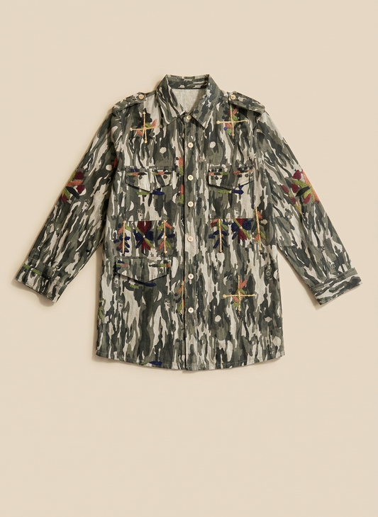 Sand Chic Embroidered Field Shacket