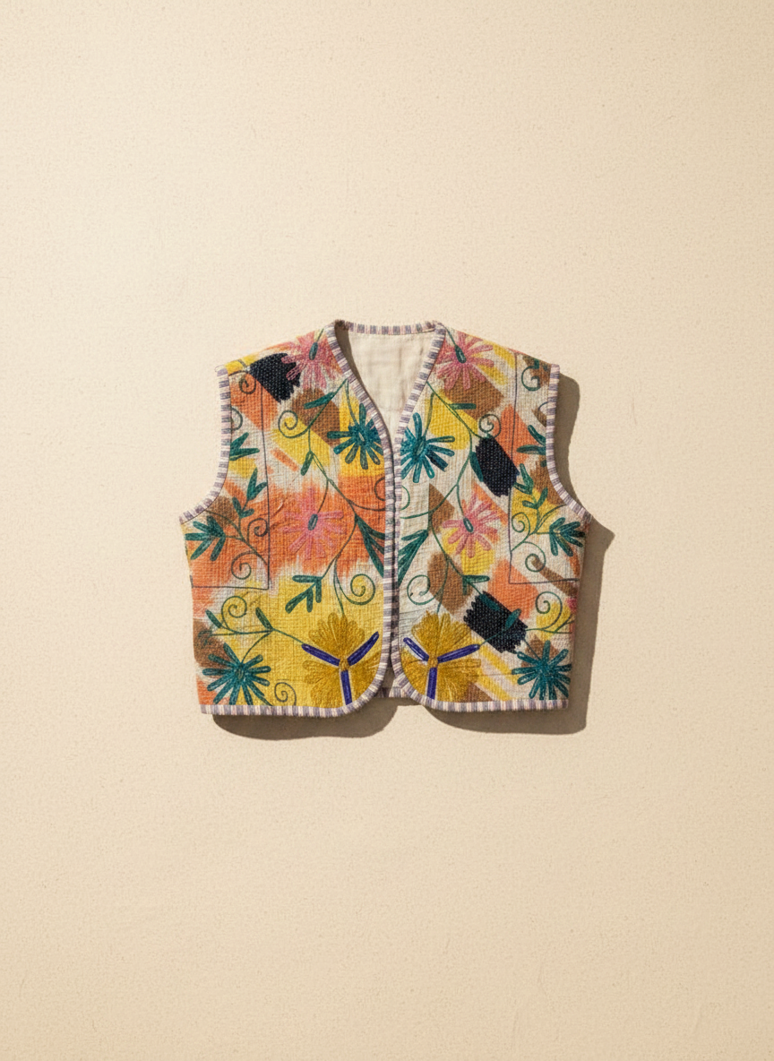 Blossom Pink Embroidered Vest