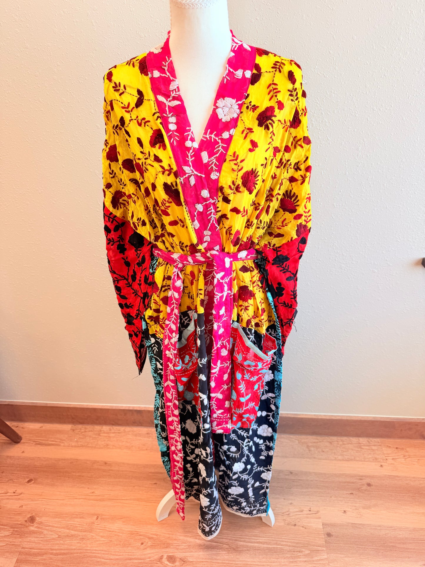 Red Patch Patchwork Kimono