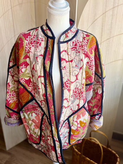 Red Bloom Cotton Reversible Jacket