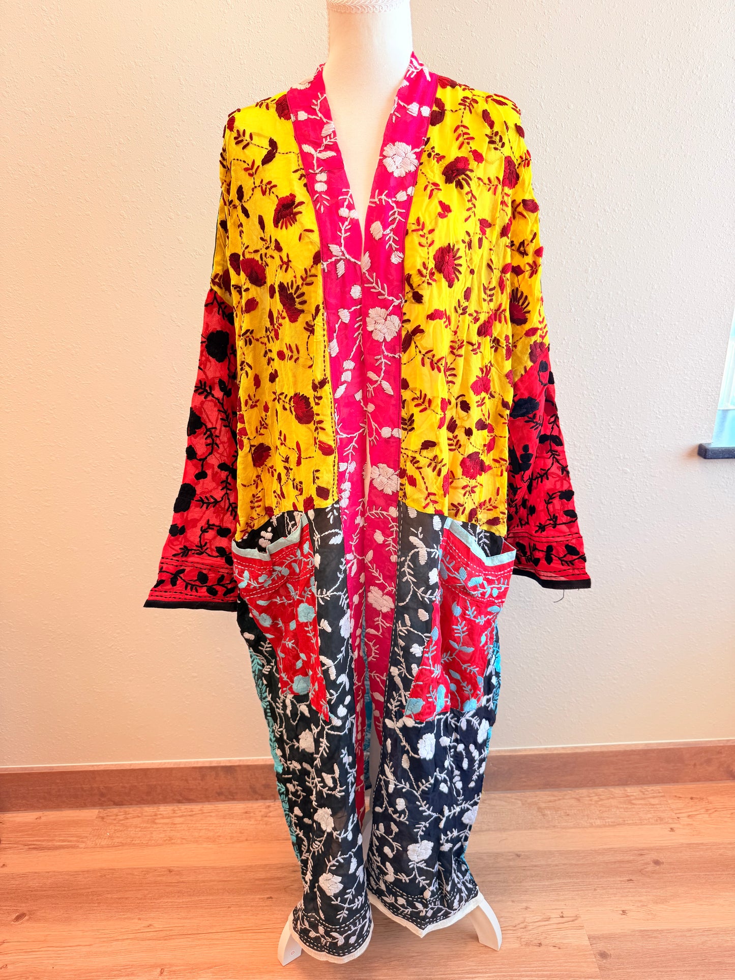 Red Patch Patchwork Kimono