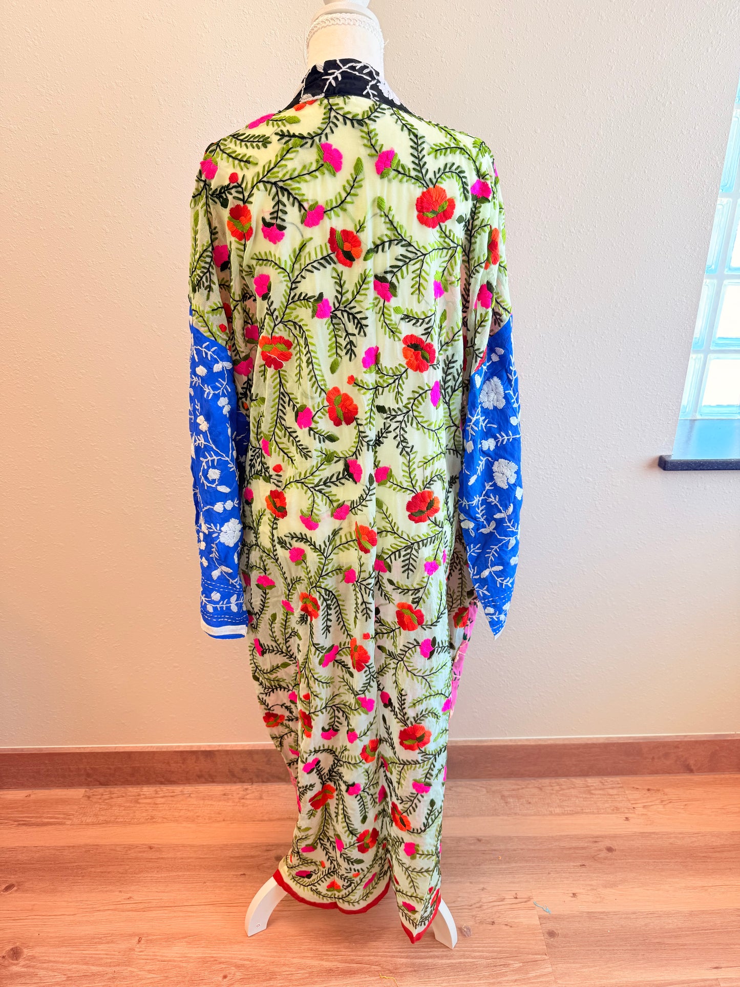 Neon Red Bird Patchwork Kimono
