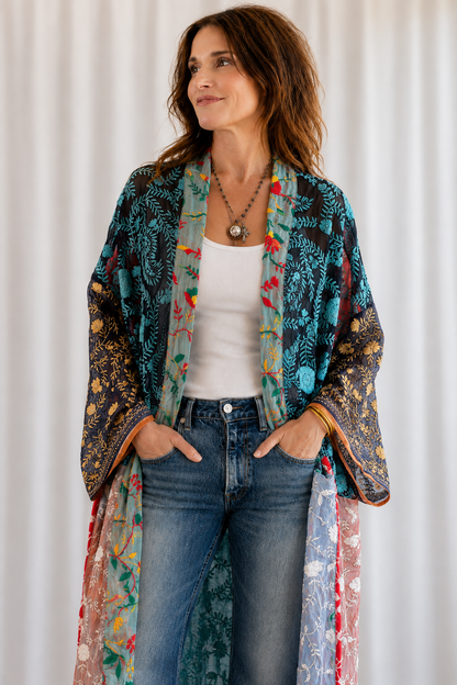 Dreamy Turquoise Patchwork Kimono