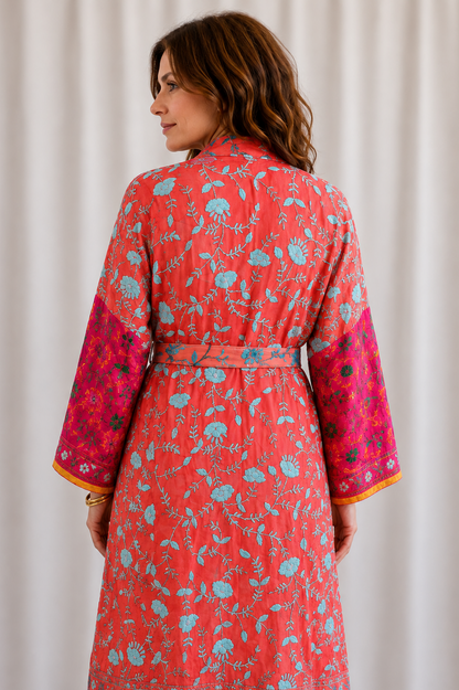 Neon Sage Patchwork Kimono