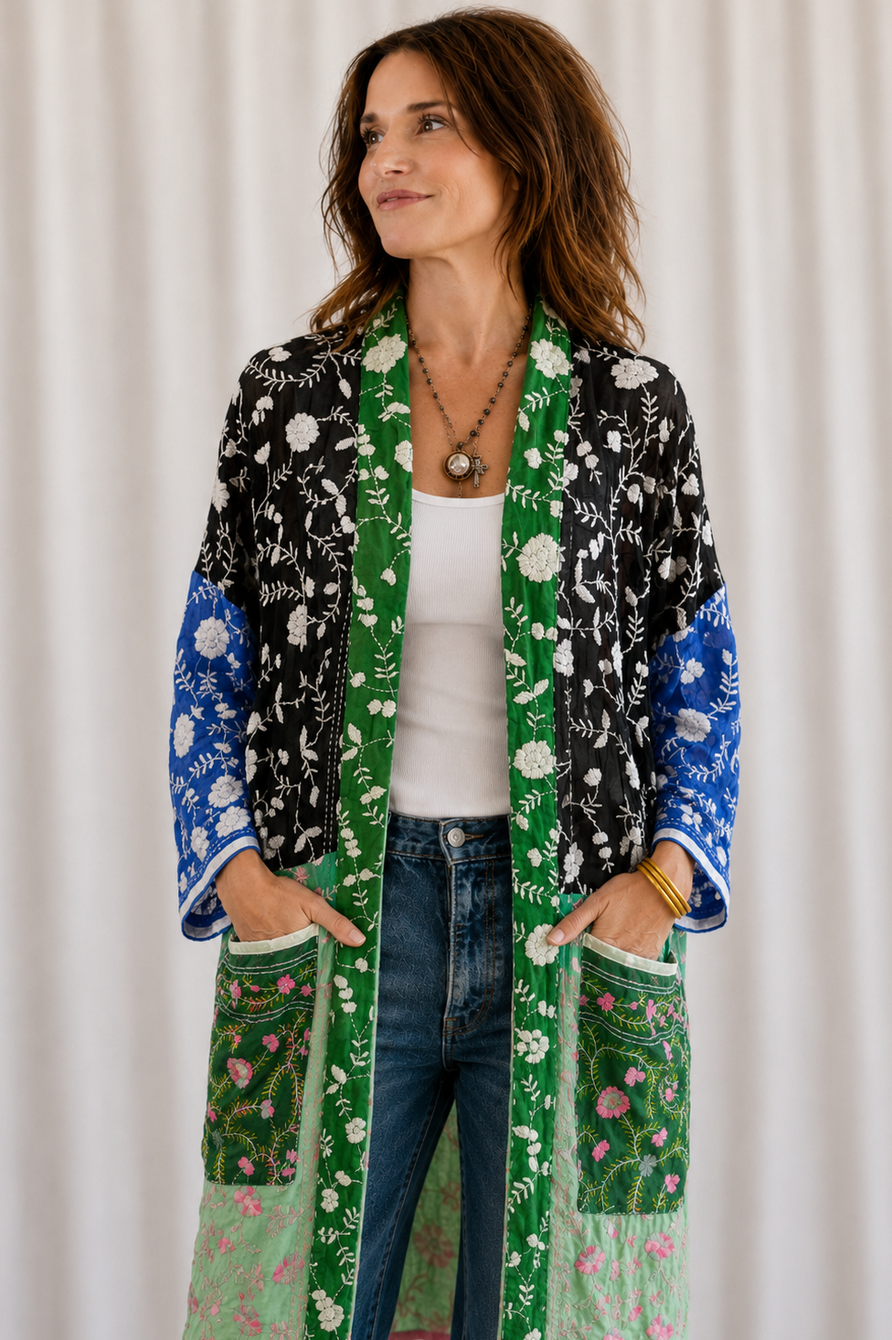 Neon Green Patchwork Kimono