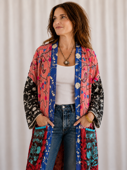 Neon Pink Patchwork Kimono