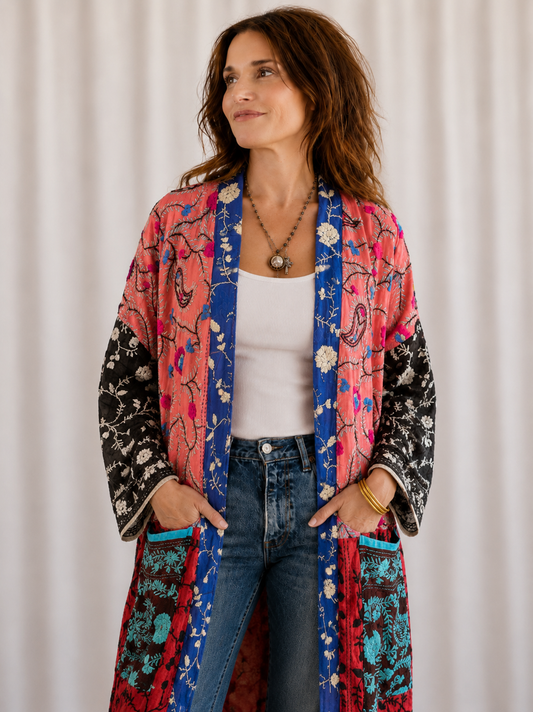 Neon Pink Patchwork Kimono