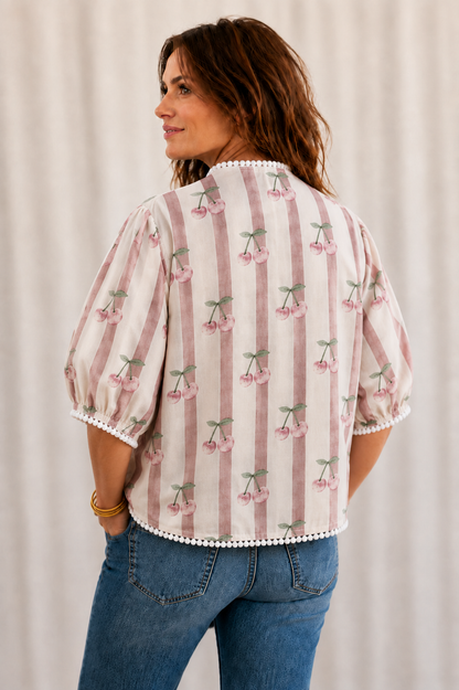 Give Me Cherry Cotton Shacket