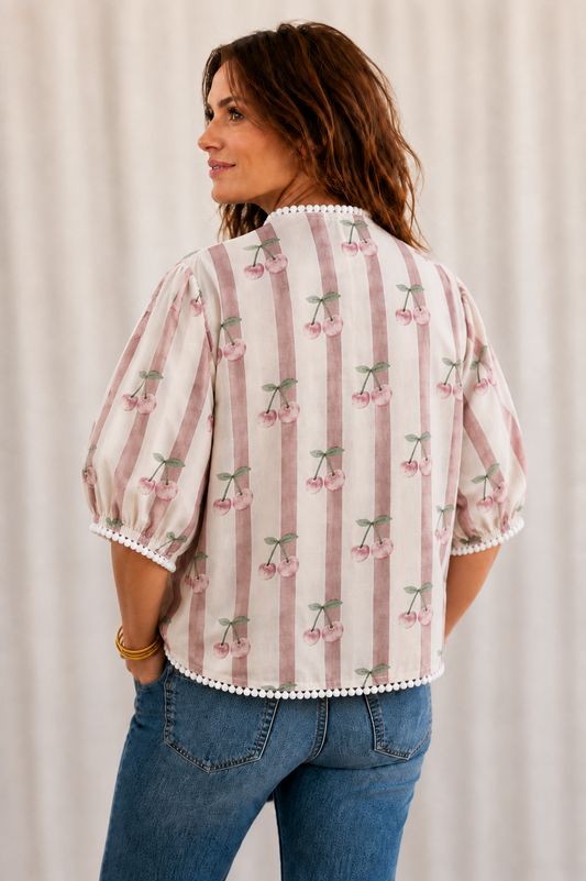 Give Me Cherry Cotton Shacket