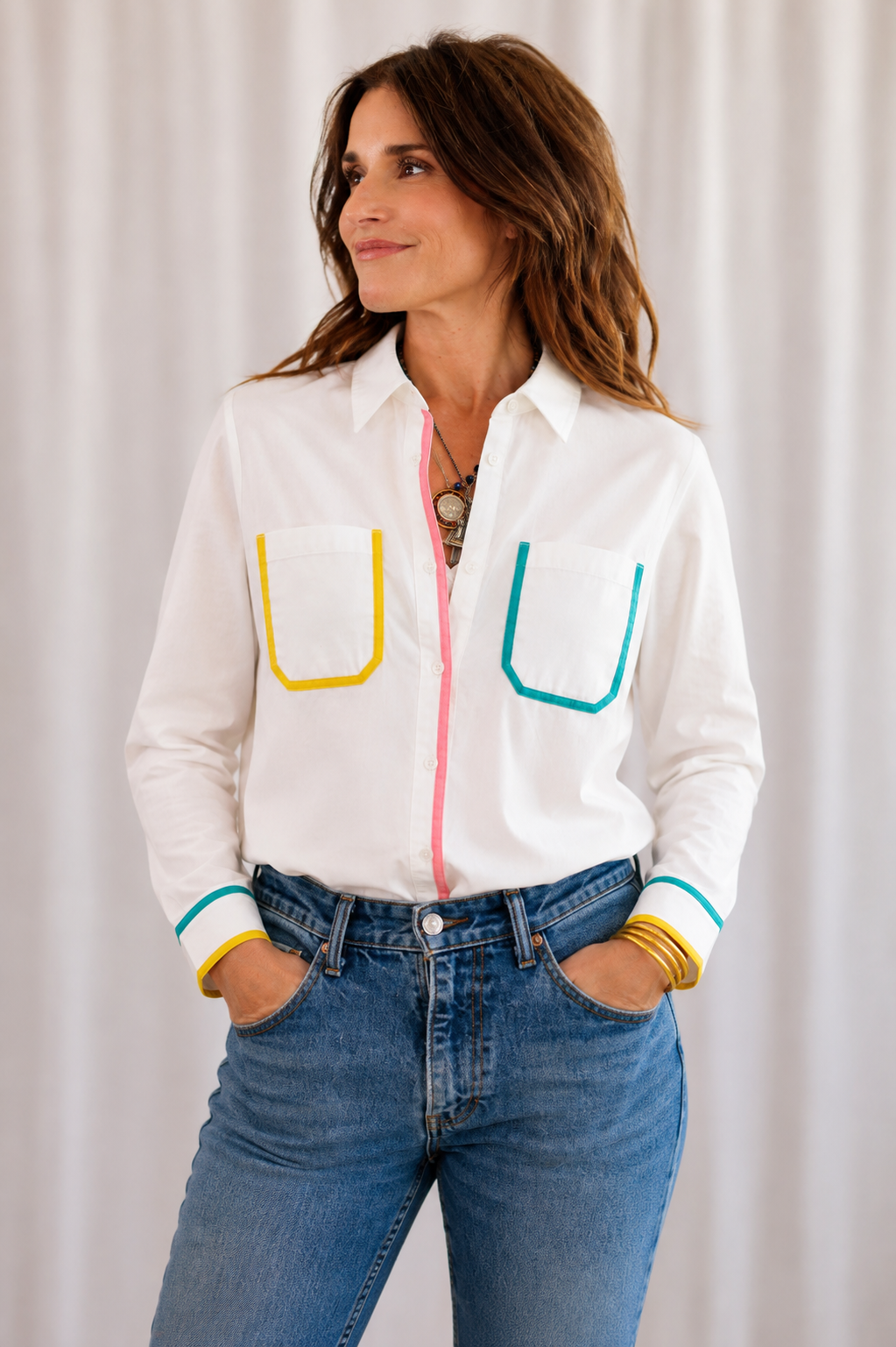 Colorline Velvet Button-Up