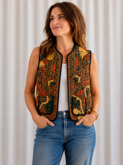 Autumn Bloom Embroidered Vest