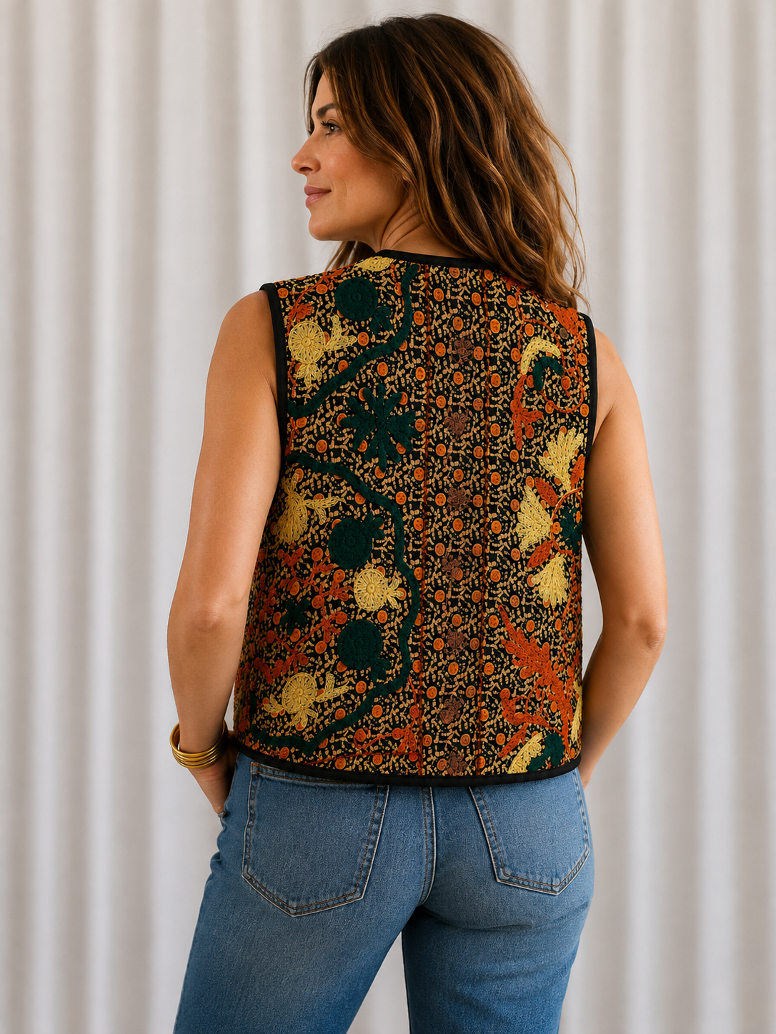 Autumn Bloom Embroidered Vest
