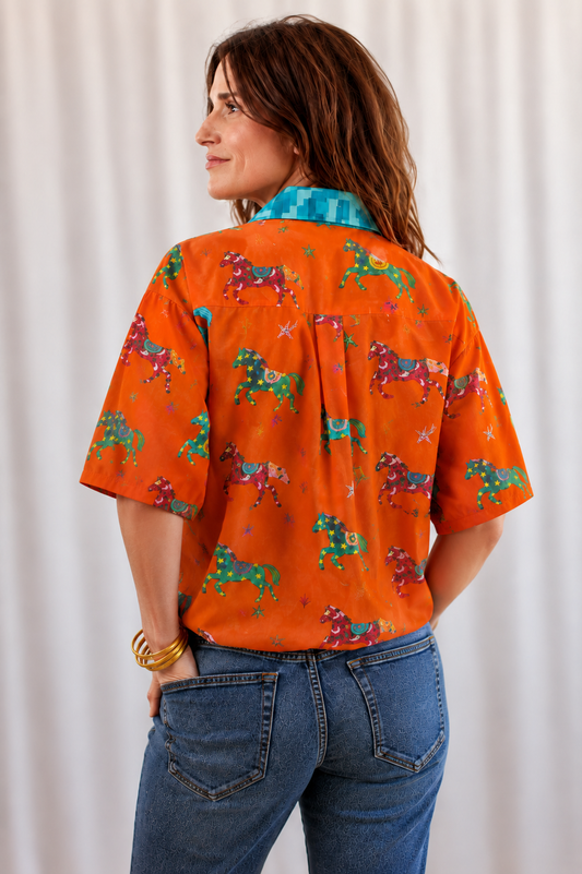 Pink Pony Club Shirt – Short Sleeve (Orange / Aqua)