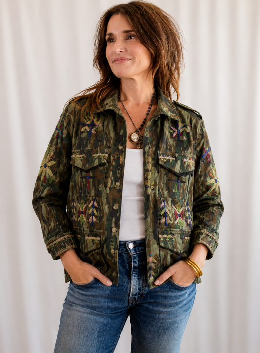 Steel Chic Embroidered Field Shacket