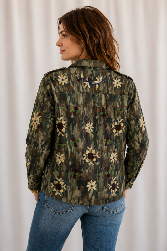 Steel Chic Embroidered Field Shacket