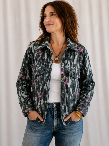Bone Chic Embroidered Field Shacket