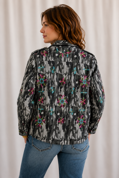 Bone Chic Embroidered Field Shacket