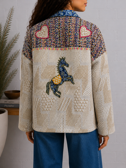 Blue Horse Jacquard Jacket