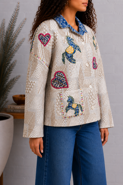 Blue Horse Jacquard Jacket