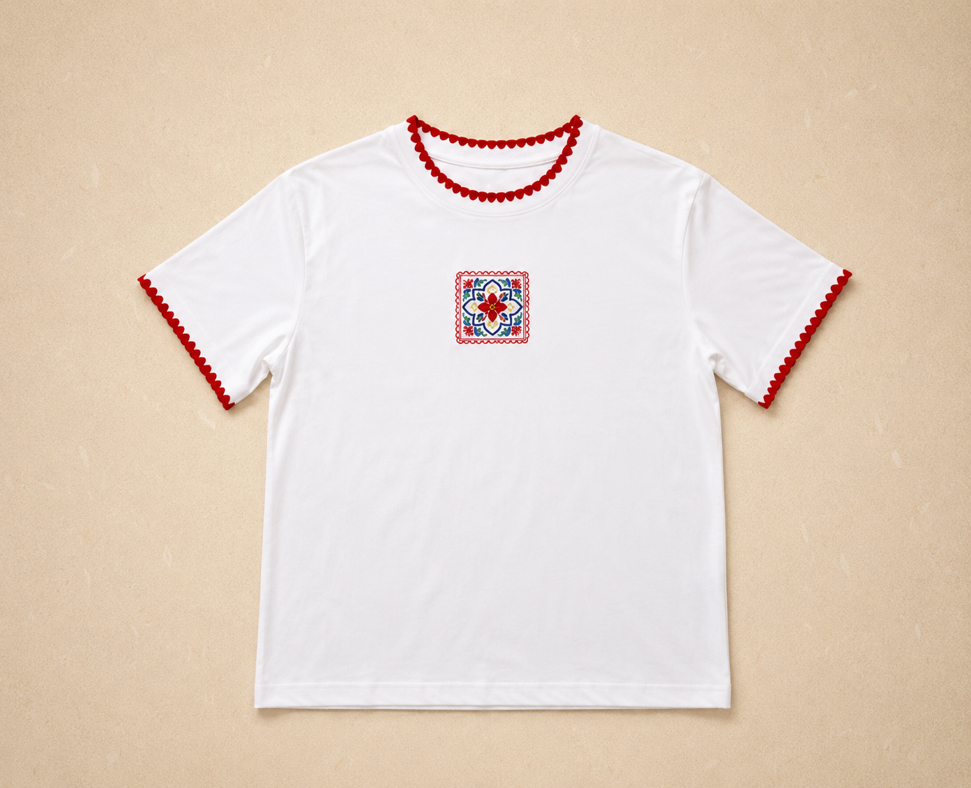 Folk Tile Embroidered Tee