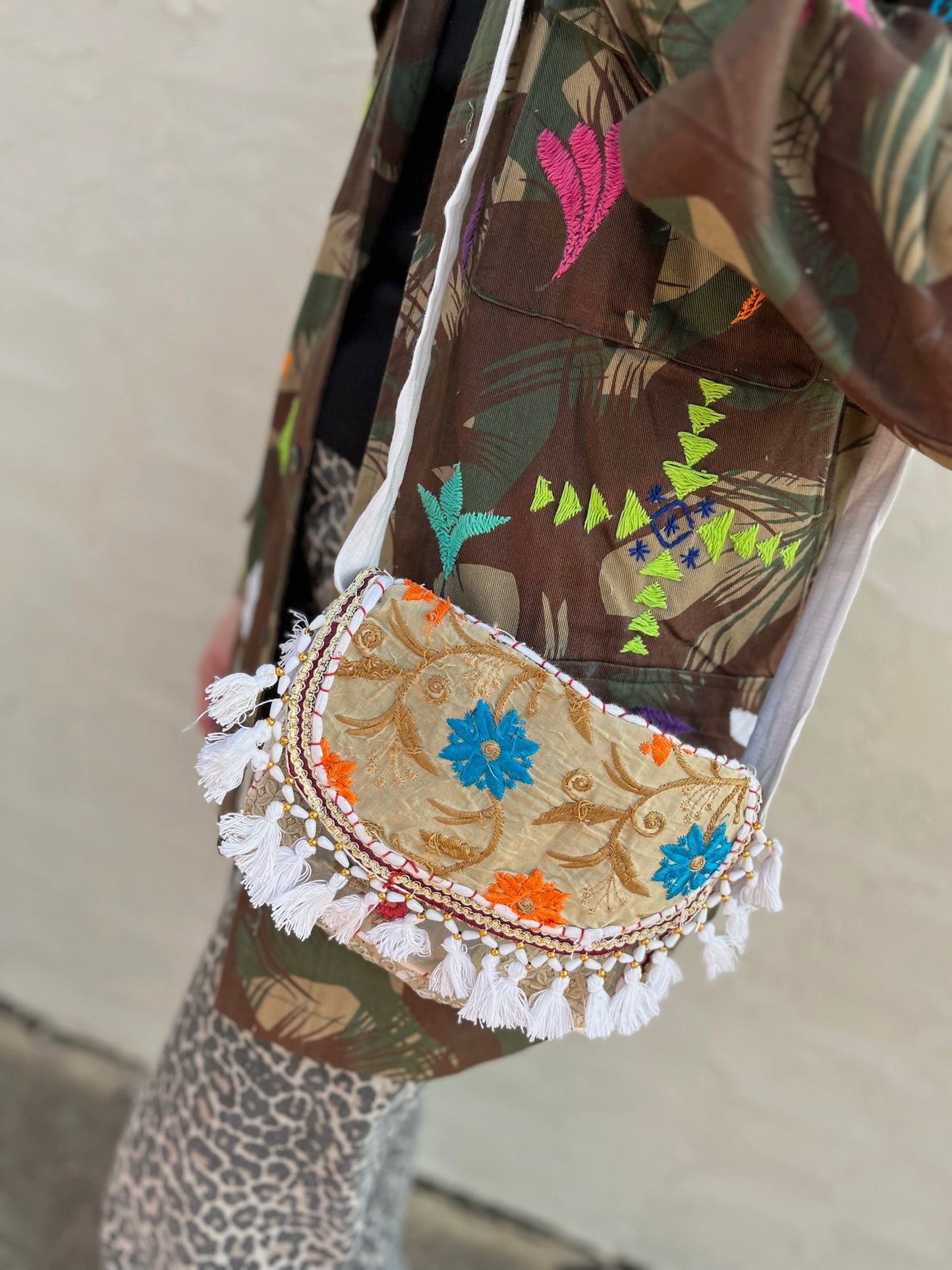 Embroidered Mini Crossbody : Blue