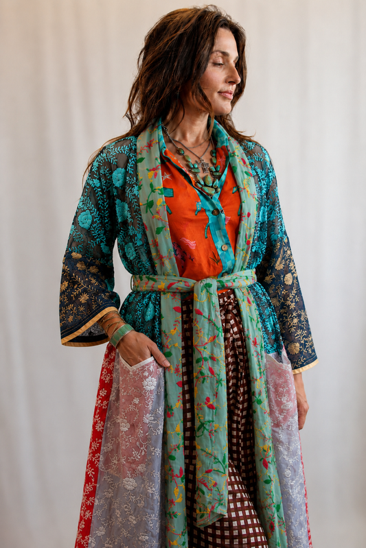Dreamy Turquoise Patchwork Kimono