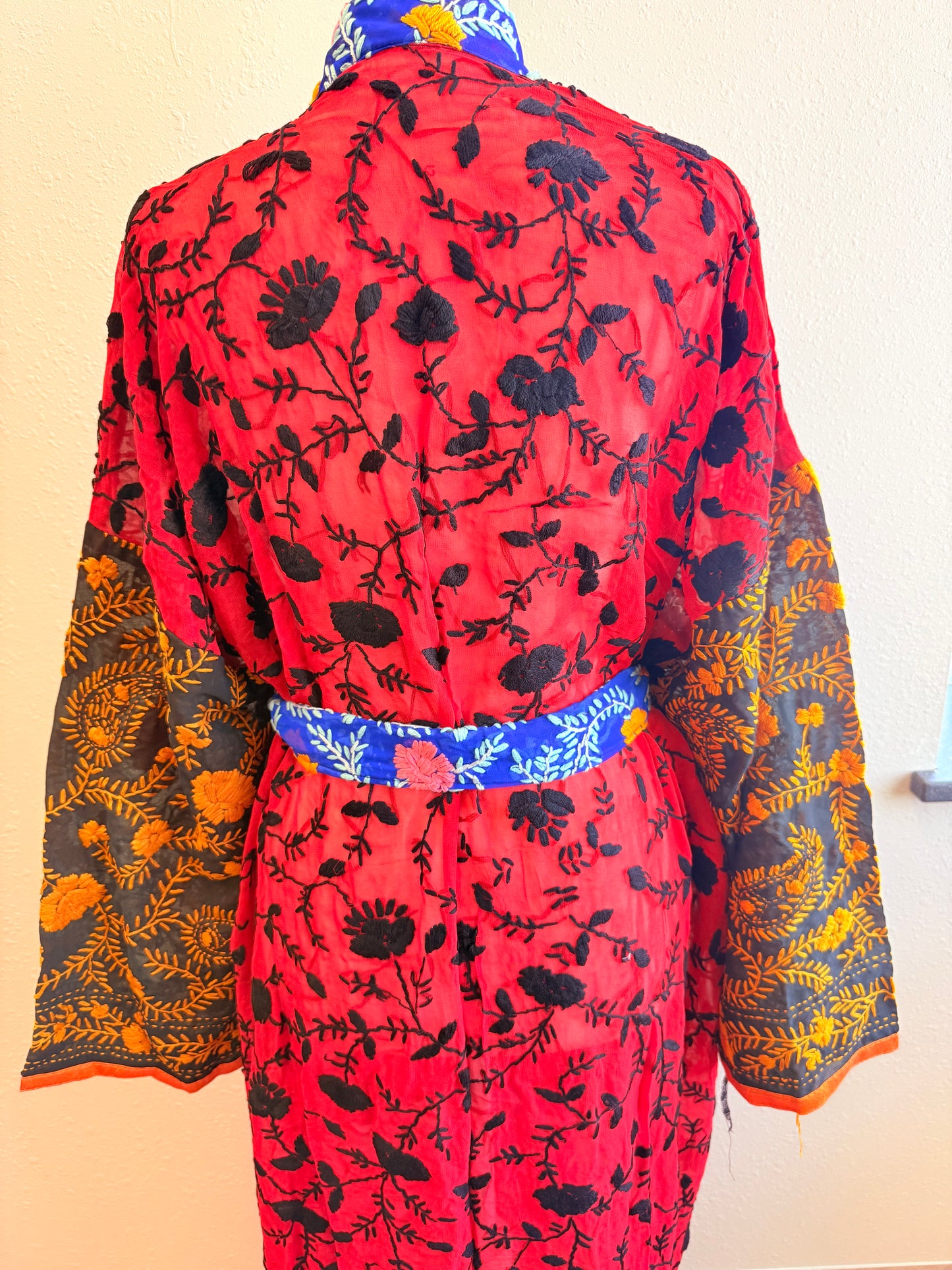 Neon Orange Patchwork Kimono