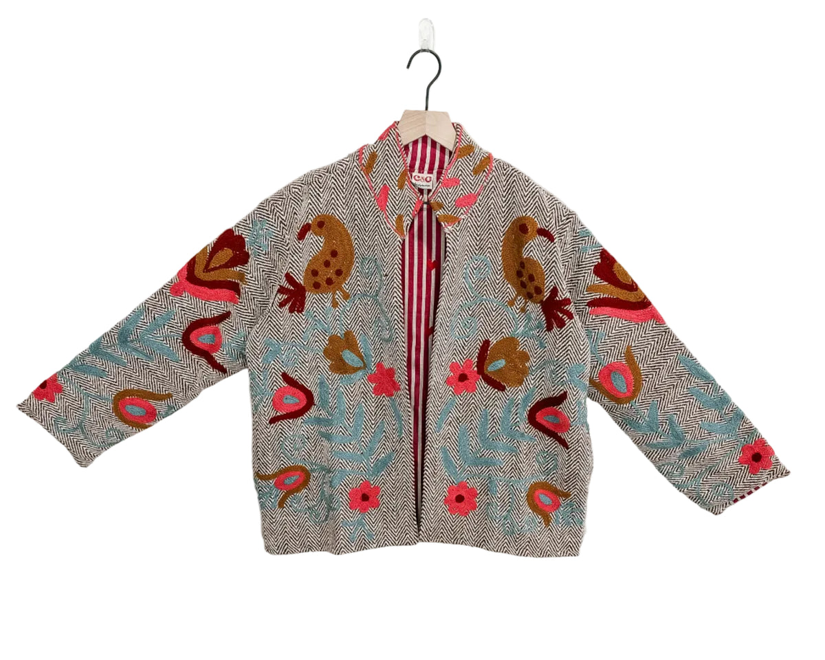 Songbird Herringbone Embroidered Jacket