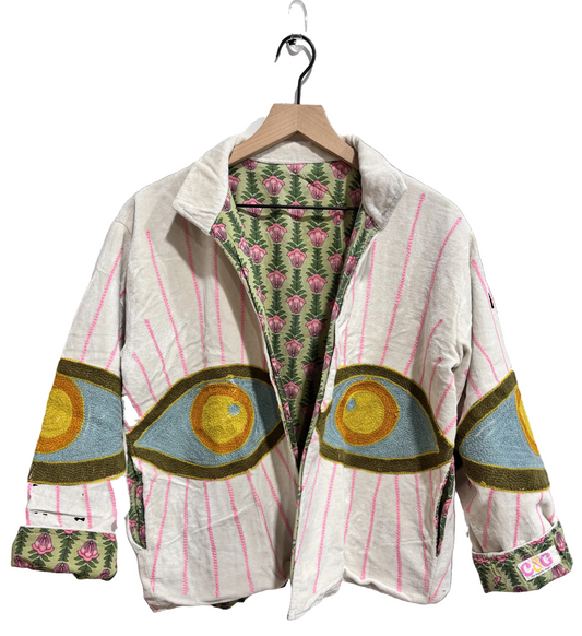 Creamsickle Evil Eye Velvet Jacket