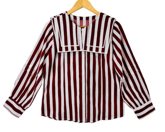 Maroon Stripe Button-Up