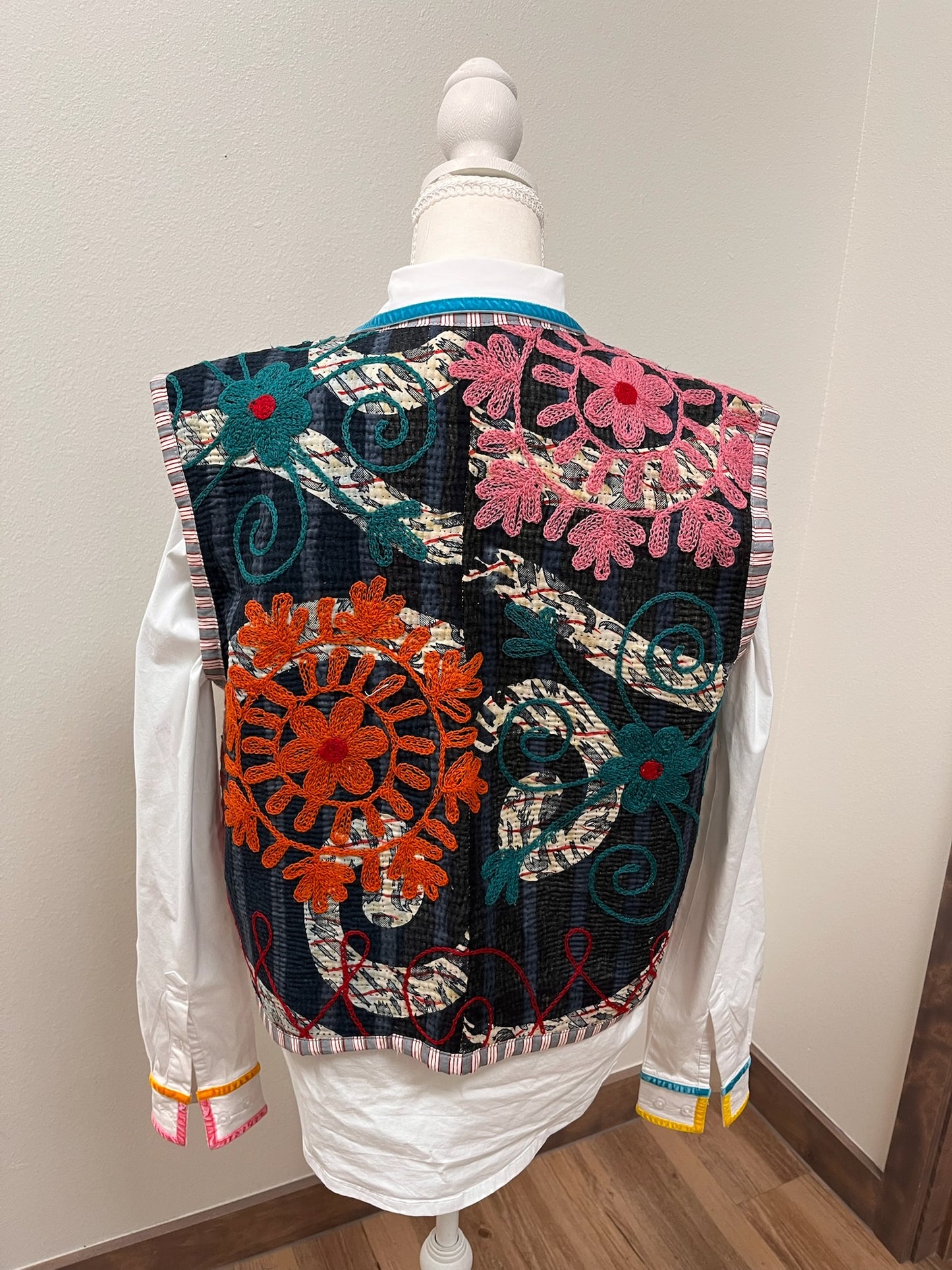 Cherry Blossom Embroidered Reversible Vest