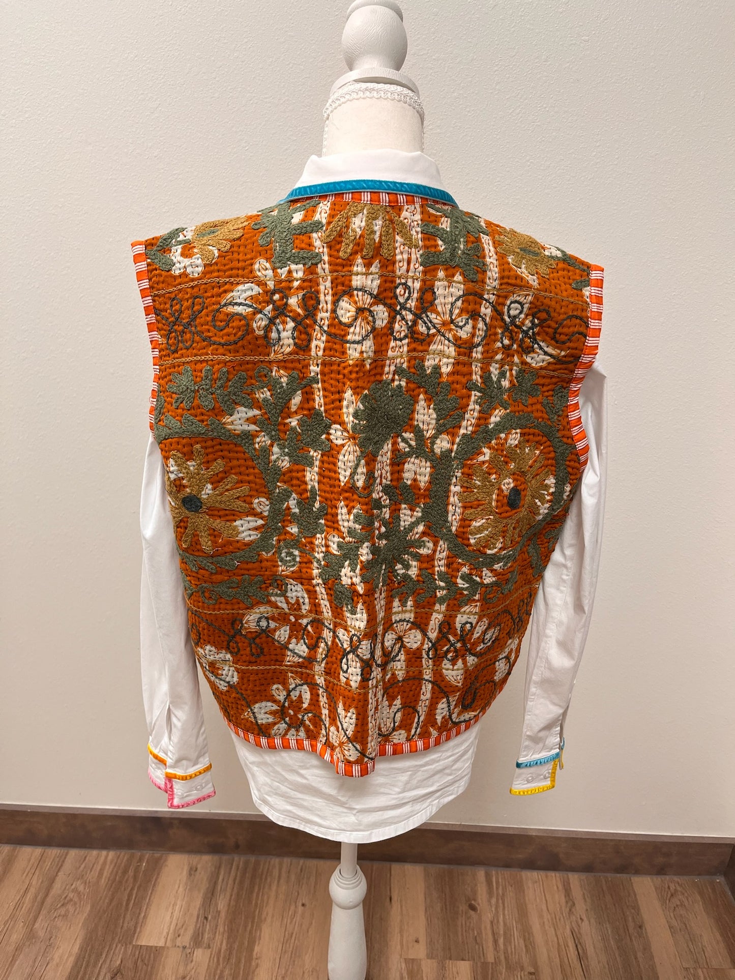 Orange Sickle Embroidery Vest